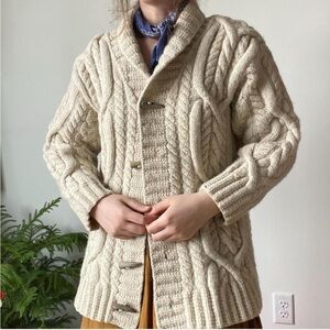 Vintage 90s Lauren Ralph Lauren Wool Silk Hand Knit Fisherman Sweater PS